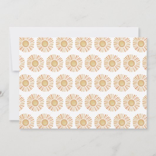 Sunshine Gender Neutral Boho Sun Baby shower Kaart (Achterkant)