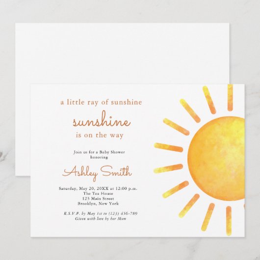 Sunshine Gender Neutral Boho Sun Baby shower Kaart (Voorkant / Achterkant)