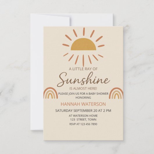 Sunshine Gender Neutral Boho Sun Baby shower Kaart (Voorkant)