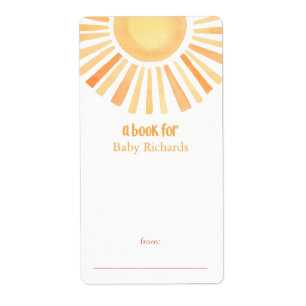 Sunshine genderneutraal baby shower boek labels