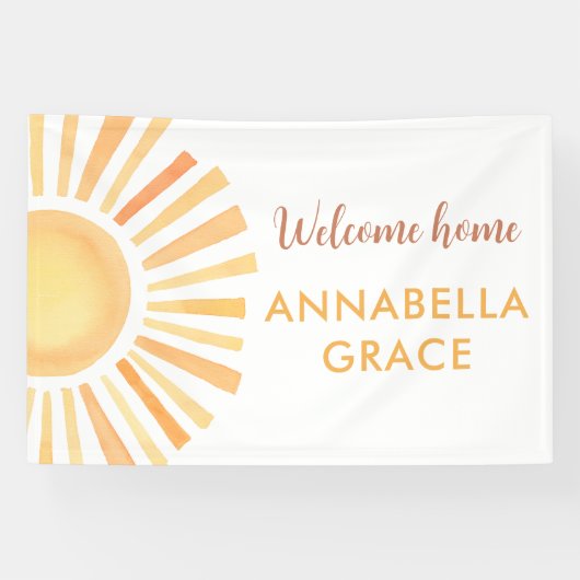 Sunshine genderneutraal welkom thuis baby spandoek (Horizontaal)