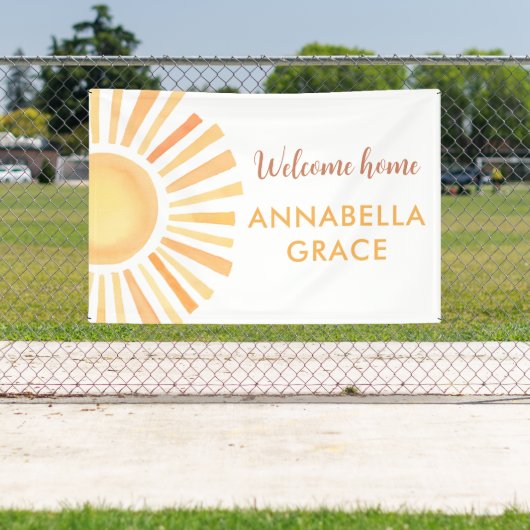 Sunshine genderneutraal welkom thuis baby spandoek (Insitu)