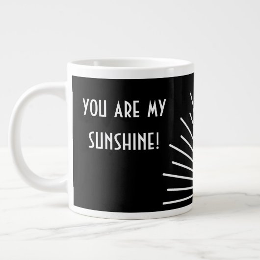 Sunshine gepersonaliseerd zwart wit grote koffiekop (Links)