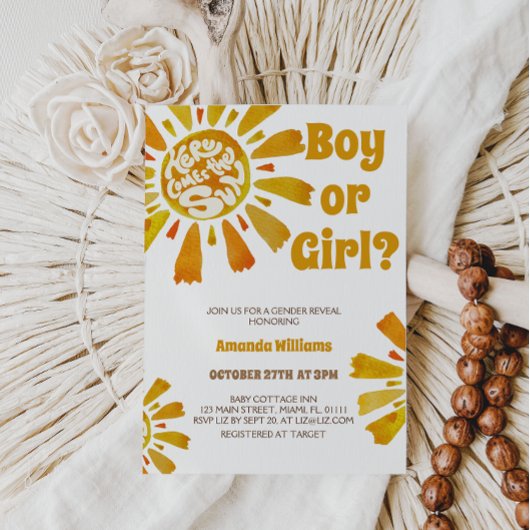 Sunshine Geslacht onthullen hier komt de zon thema Kaart