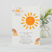 Sunshine Geslachtsneutrale Boho Sun Baby shower In Kaart (Staand voorkant)