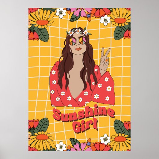 Sunshine Girl groovy retro Poster (Voorkant)