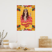 Sunshine Girl groovy retro Poster (Keuken)