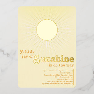 Sunshine Gold Sun Baby shower Folie Invitation Uitnodiging