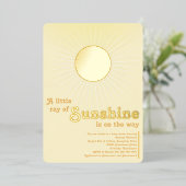 Sunshine Gold Sun Baby shower Folie Invitation Uitnodiging (Staand Voorkant)