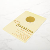 Sunshine Gold Sun Baby shower Folie Invitation Uitnodiging (Gedraaid)