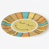 Sunshine Groovy Retro Boho Hippie rond de zon Papieren Bordje (Gekanteld)