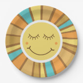 Sunshine Groovy Retro Boho Hippie rond de zon Papieren Bordje (Voorkant)