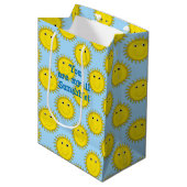 Sunshine Happy Face-Blue Gift Bag-M Medium Cadeauzakje (Voorkant Gekanteld)