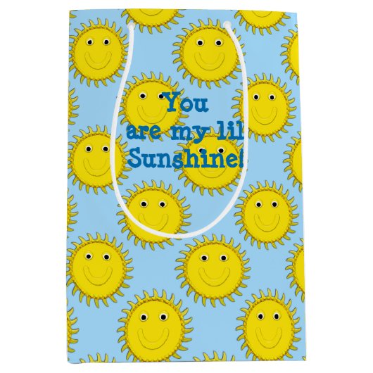 Sunshine Happy Face-Blue Gift Bag-M Medium Cadeauzakje (Voorkant)