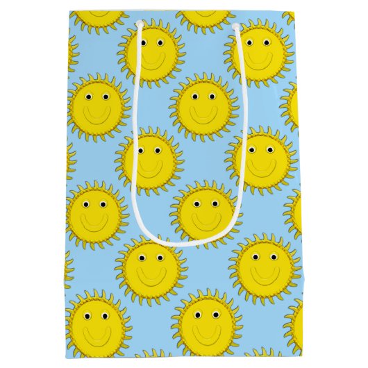 Sunshine Happy Face-Blue Gift Bag-M Medium Cadeauzakje (Achterkant)