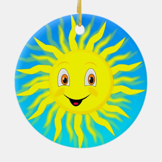 Sunshine Happy Face Keramisch Ornament (Achterkant)
