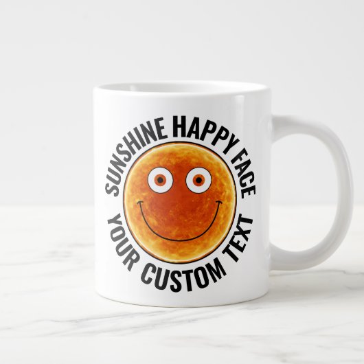 Sunshine Happy Face LARGE Text Custom Giant Mug Grote Koffiekop (Rechts)