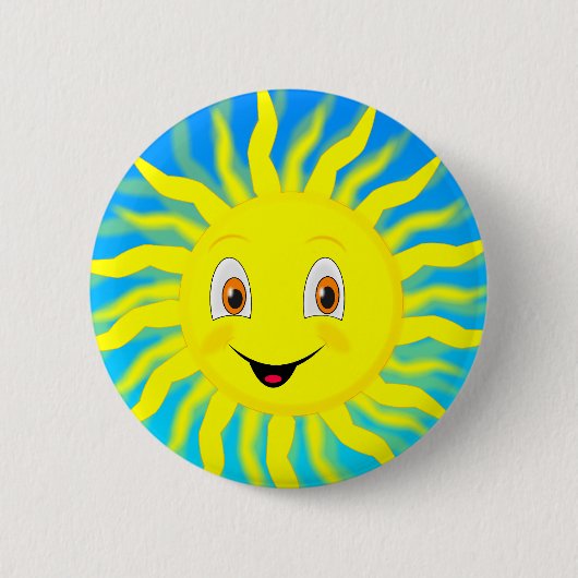Sunshine Happy Face Ronde Button 5,7 Cm (Voorkant)