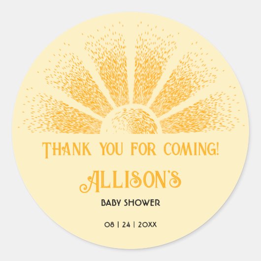 Sunshine Hartelijk dank Ronde Sticker (Voorkant)