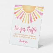 Sunshine Helder Roze Baby shower Luier Raffle Reclamebord Met Voetstuk (Voorkant)