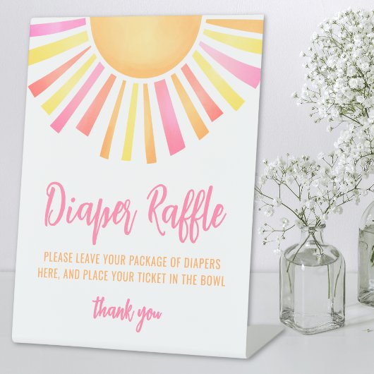 Sunshine Helder Roze Baby shower Luier Raffle Reclamebord Met Voetstuk