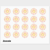 Sunshine Helder Roze Zon Baby shower Ronde Sticker (Vel)