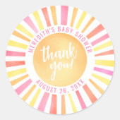 Sunshine Helder Roze Zon Baby shower Ronde Sticker (Voorkant)