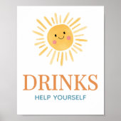 Sunshine Here Comes The Son Baby shower Drink Poster (Voorkant)