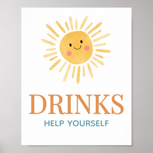 Sunshine Here Comes The Son Baby shower Drink Poster (Voorkant)