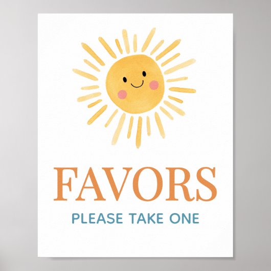 Sunshine Here Comes The Son Baby shower Favors Poster (Voorkant)