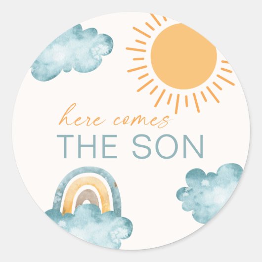Sunshine Here Comes The Son  Ronde Sticker (Voorkant)