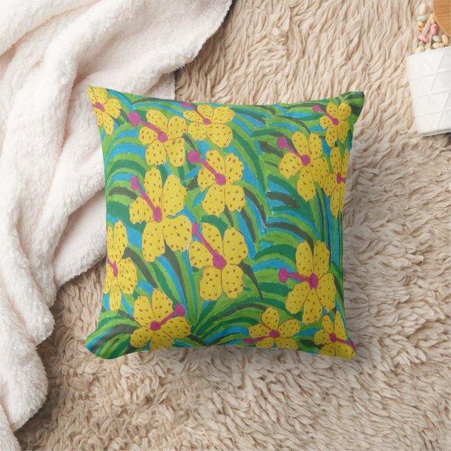 Sunshine Hibiscus Tropical print Kussen (Deken)