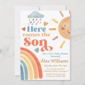 Sunshine Hier komt de Son Baby shower Boy Kaart (Voorkant)