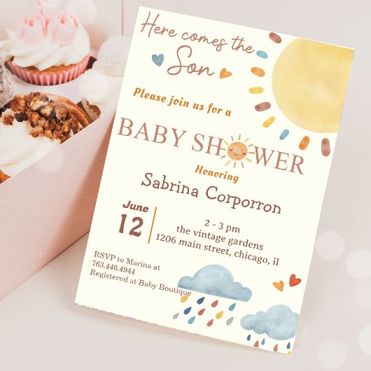 Sunshine Hier komt de Son Baby shower uitnodiging
