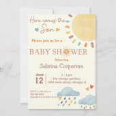 Sunshine Hier komt de Son Baby shower uitnodiging (Voorkant)