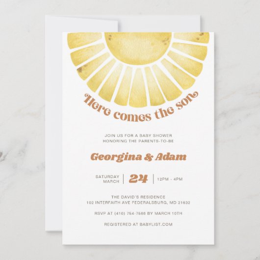 Sunshine hier komt het Baby shower van Son Boho Kaart (Voorkant)