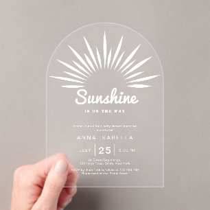 Sunshine is op de weg Baby shower minimalistisch Acryl Uitnodigingen