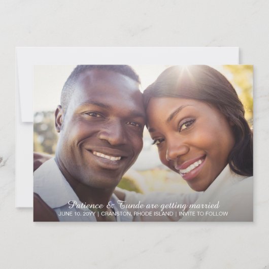 Sunshine Joy Foto Bruiloft Save the Date Kaart (Voorkant)