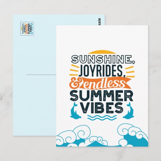 Sunshine & Joyrides - Eindeloze zomer vibes citaat Briefkaart (Voorkant / Achterkant)