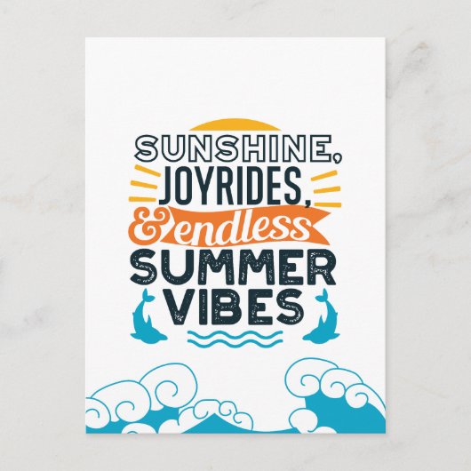 Sunshine & Joyrides - Eindeloze zomer vibes citaat Briefkaart (Voorkant)
