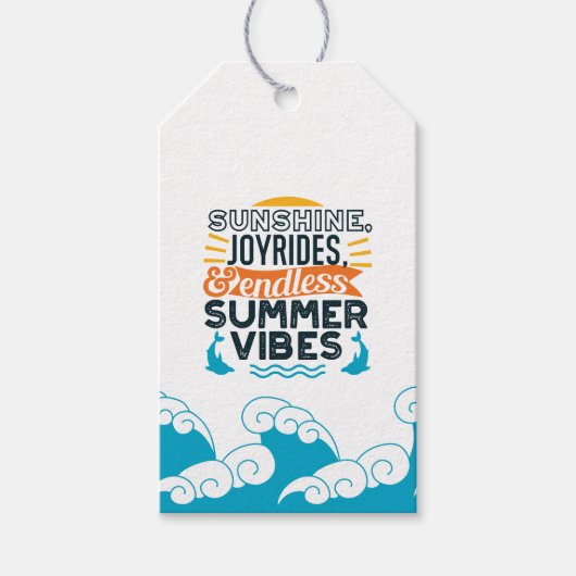 Sunshine & Joyrides - Eindeloze zomer vibes citaat Cadeaulabel (Voorkant)