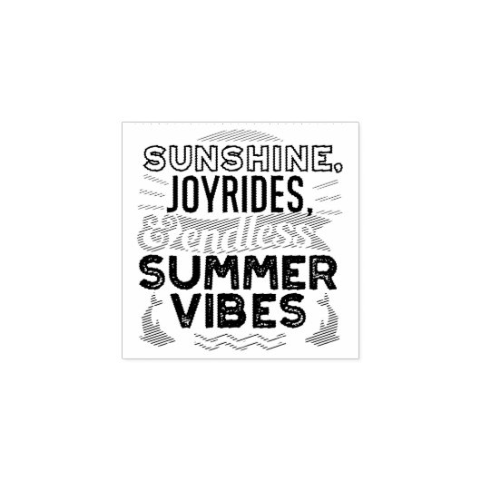 Sunshine & Joyrides - Eindeloze zomer vibes citaat Rubberstempel (Afrduk)