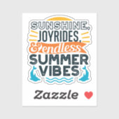 Sunshine & Joyrides - Eindeloze zomer vibes citaat Sticker (Vel)