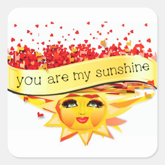 SUNSHINE KISSES VIERKANTE STICKER (Voorkant)