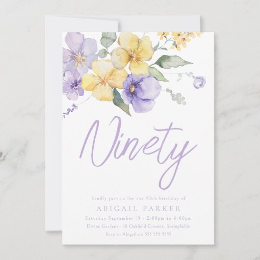 Sunshine & Lavendel Bloemen 90ste Verjaardagsfeest Kaart (Voorkant)