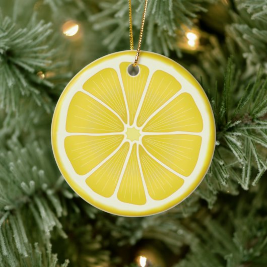 Sunshine Lemon Holiday Joy Keramisch Ornament (Boom)