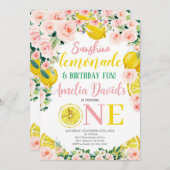 Sunshine Lemon Lemonade en Fun First Birthday Kaart (Voorkant / Achterkant)