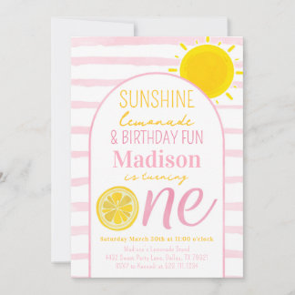 Sunshine Lemonade 1e Verjaardagsfeestuitnodiging Kaart