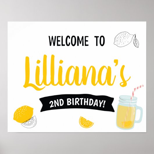 Sunshine Lemonade and Fun Birthday Party Welcome Poster (Voorkant)