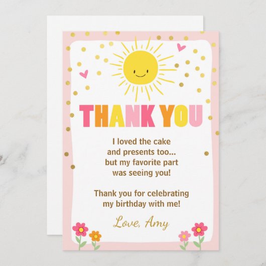 Sunshine Lemonade Birthday Hartelijk dank Bedankkaart (Voorkant / Achterkant)